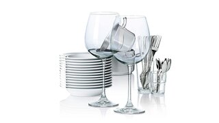 glasses cutlery plates